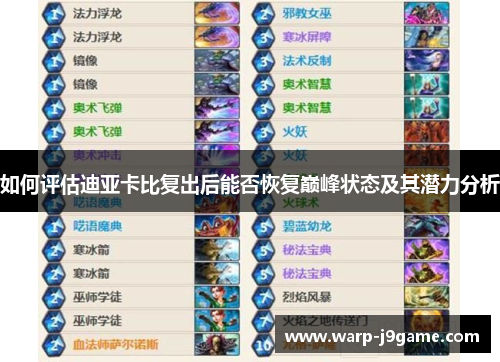 如何评估迪亚卡比复出后能否恢复巅峰状态及其潜力分析 如何评估迪亚卡比复出后能否恢复巅峰状态及其潜力分析